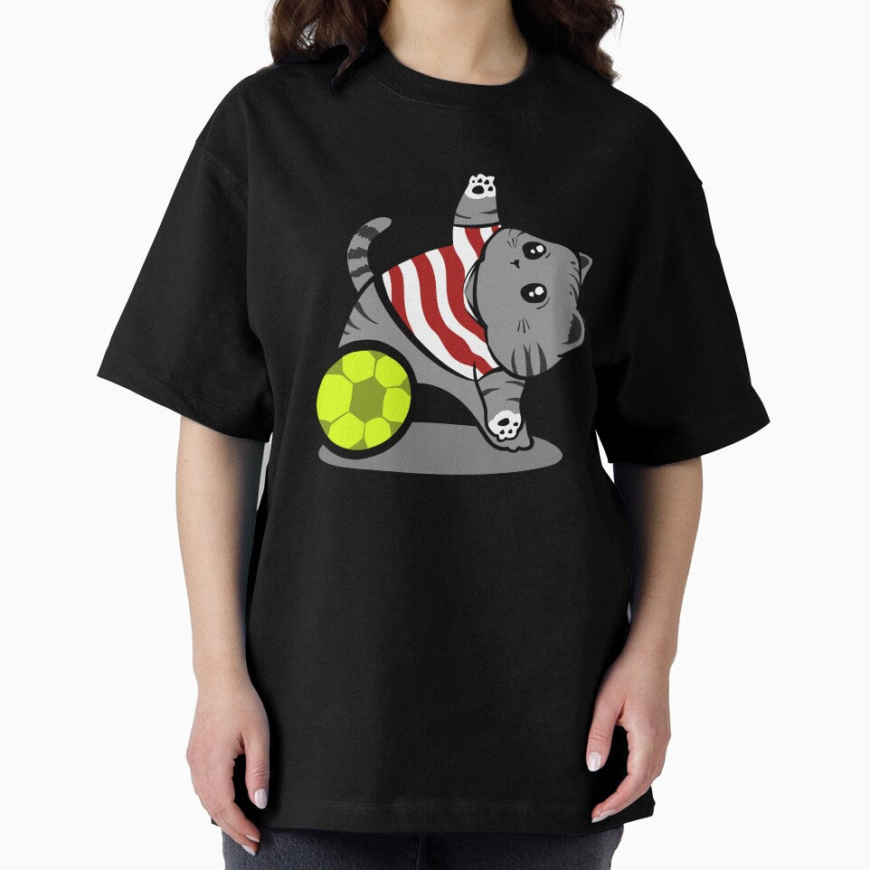 World Cup Cat – Cute grey Kitten Illustration with American costume football by arivirus