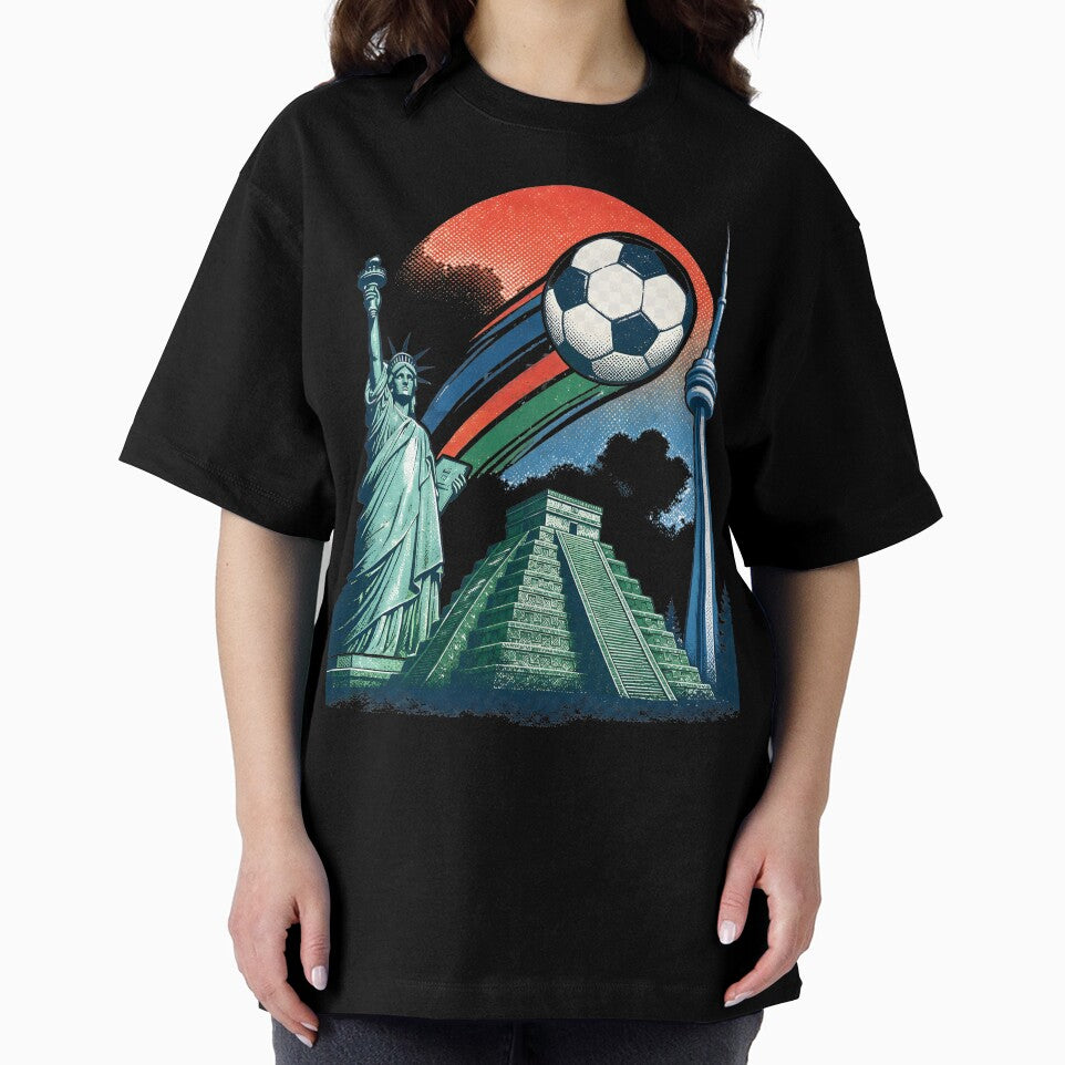 World Soccer Landmarks Vintage Football Design | USA Canada Mexico 2026 by Ikbel Studio
