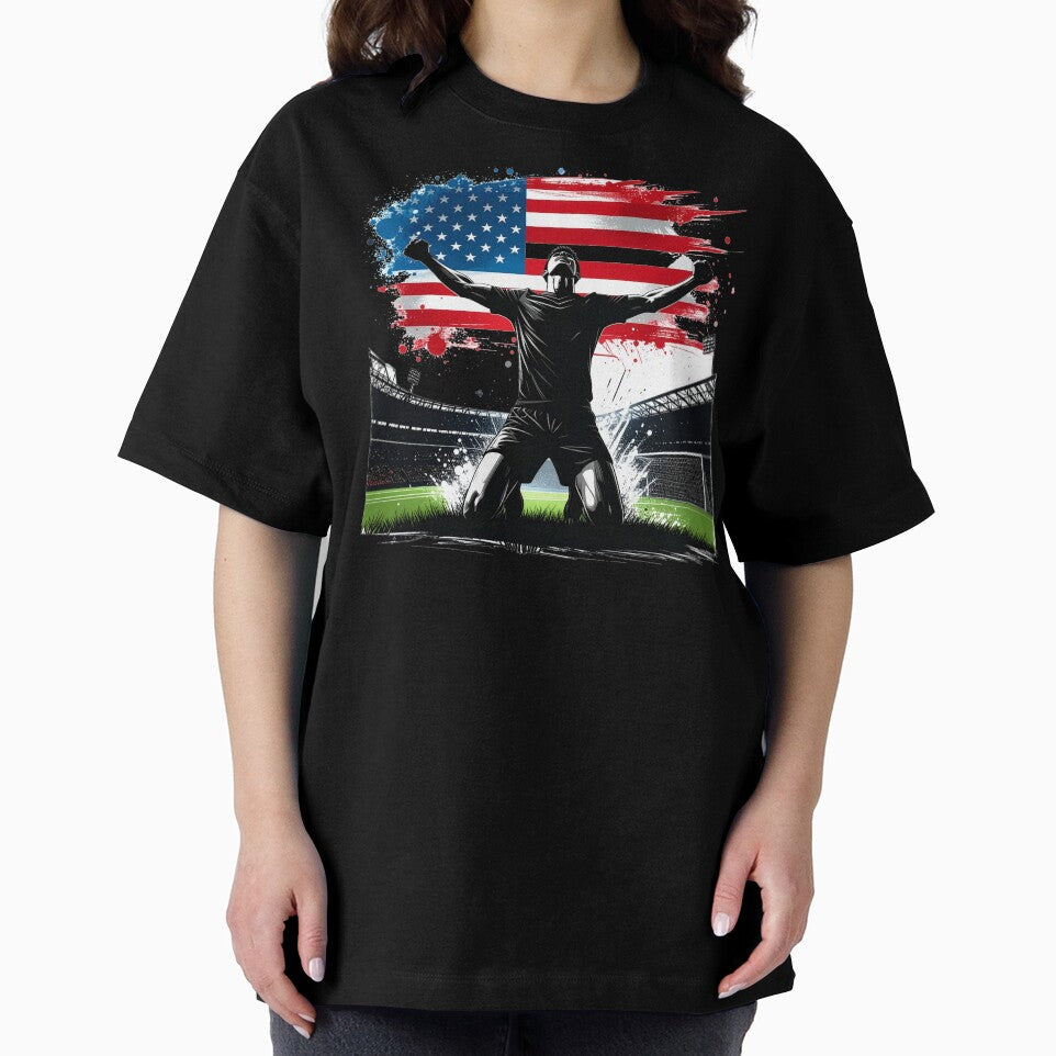 USA Soccer Player Goal Celebration — American Flag Football Fan by icemanphotos