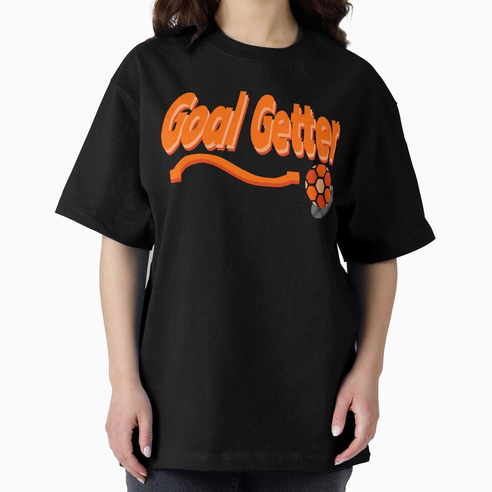 Goal Getter Orange 3D Soccer Text with Football and Swoosh by MigWhimsy