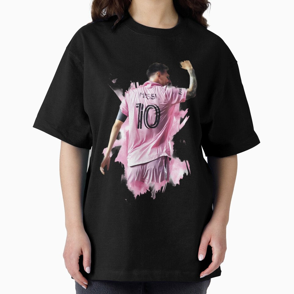 Messi Inter Miami Celebration Art – Football Legend in Pink Jersey by robyclub