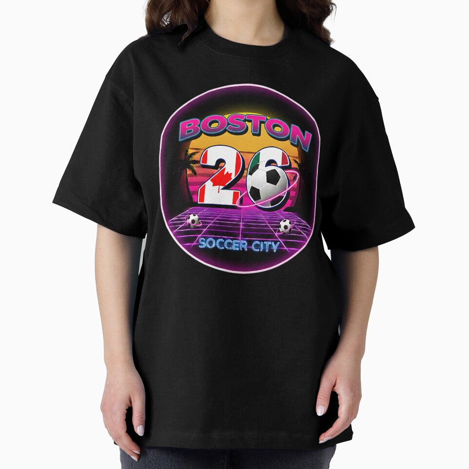 Retro Neon Boston Soccer City 2026 Emblem by Silent Watch Threads.