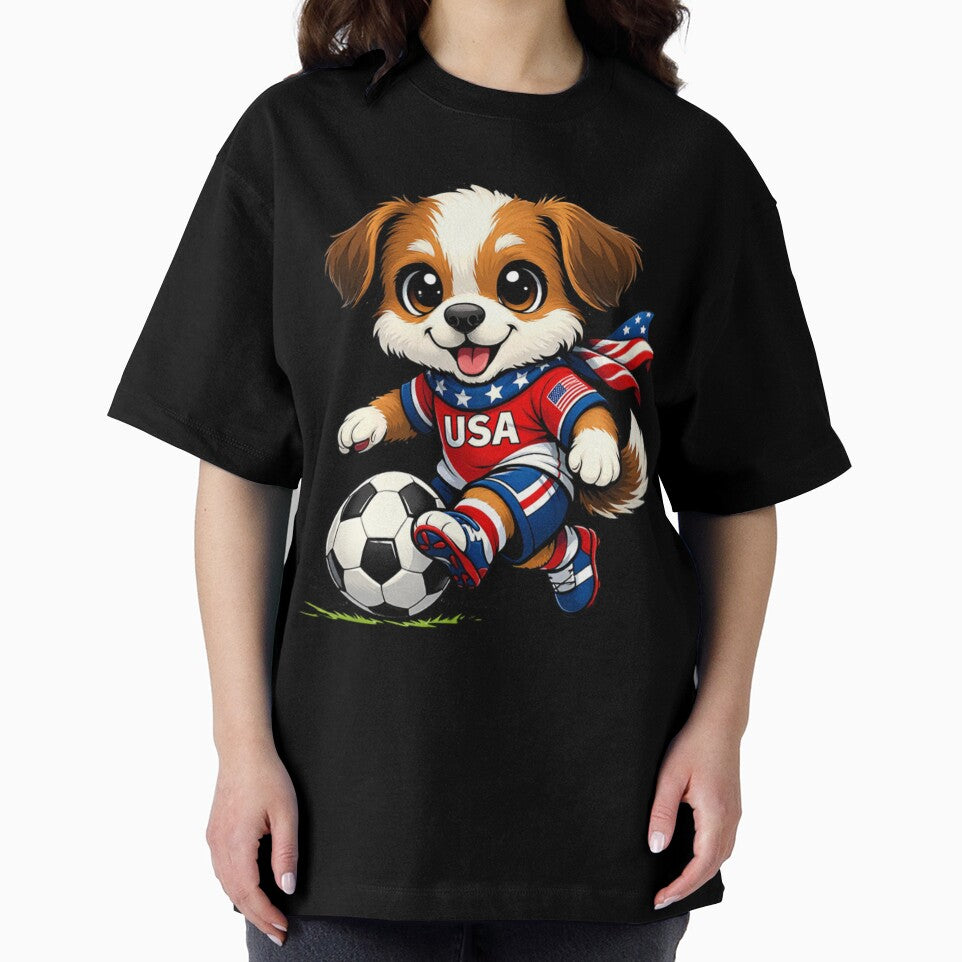 Cute Puppy Soccer Player USA Flag Dog Lover by Tsugraf Designs