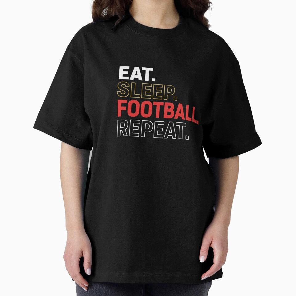 Eat Sleep Football Repeat — Football Lifestyle T-Shirt by The96Minutes