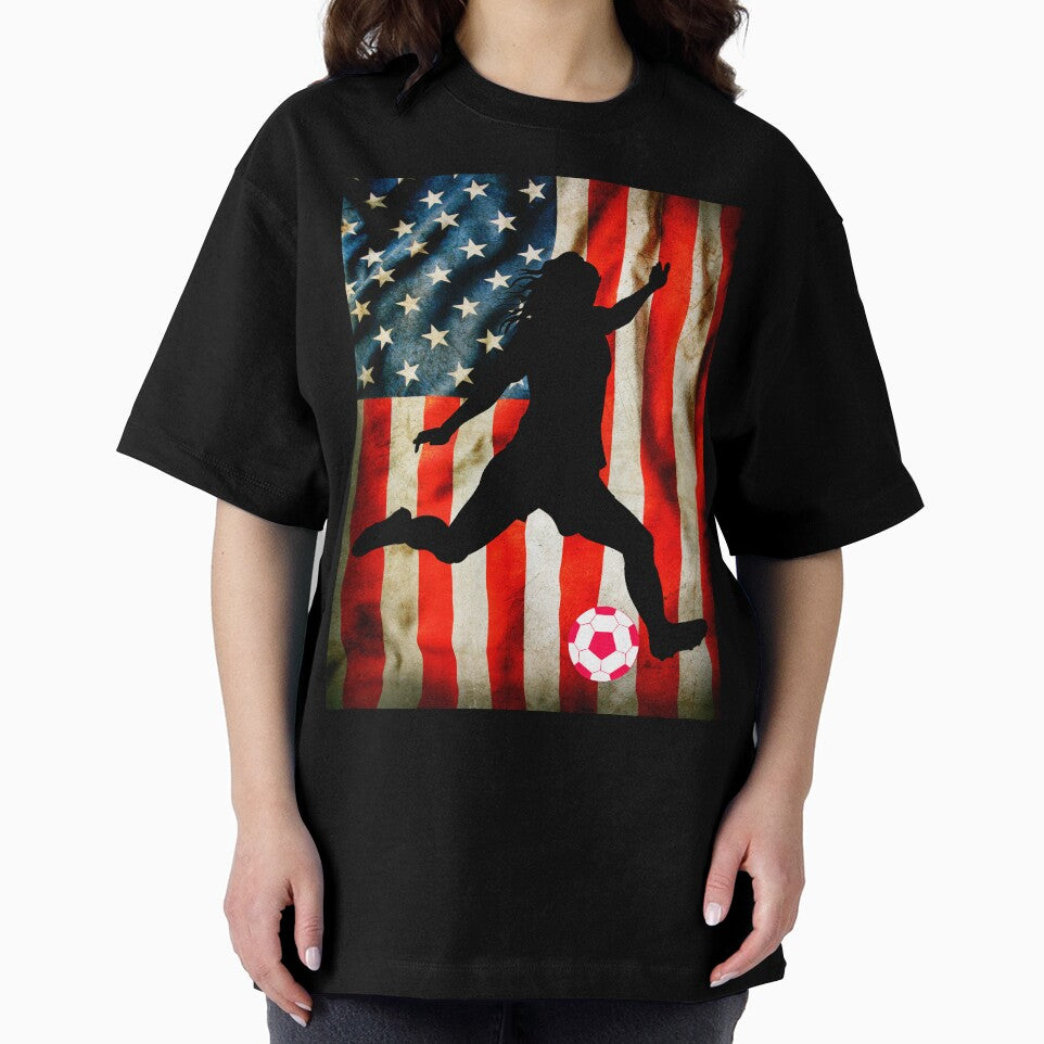 Female soccer and american flag by erozzz