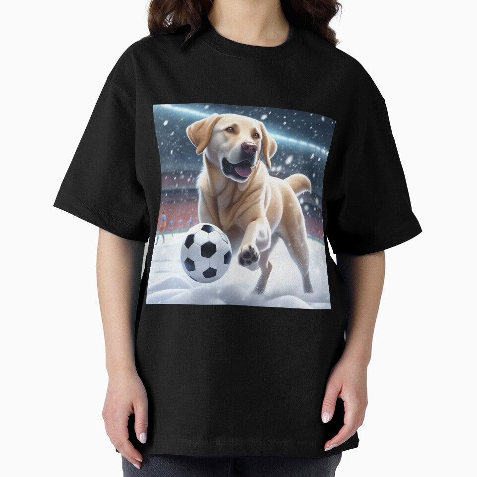A Labrador Dog Playing Soccer/Football In The Snow by MusicalArtisty