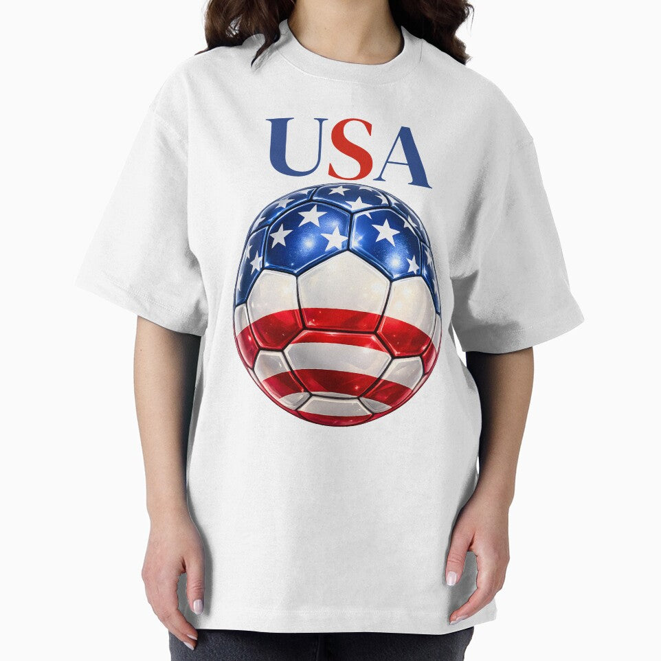 USA Soccer Ball Red White Blue Football Design Patriotic Sports Gift by ArtSpark Studio