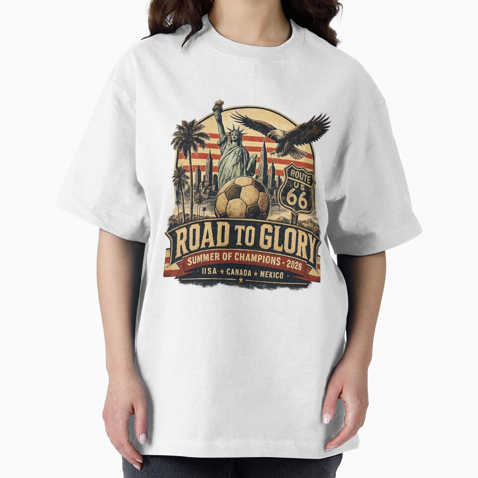 Road To Glory 2026 Vintage Soccer Tee | USA Canada Mexico Summer of Champions by Puraenergia Stickers
