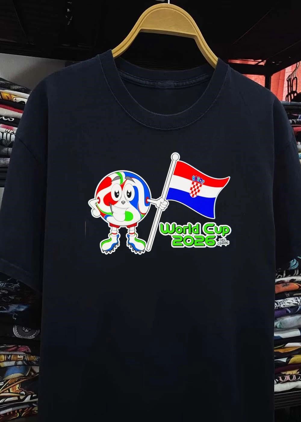 Dads Cartoons Mascot Holding Croatia Flag World Cup 2026 Croatia T-Shirt
