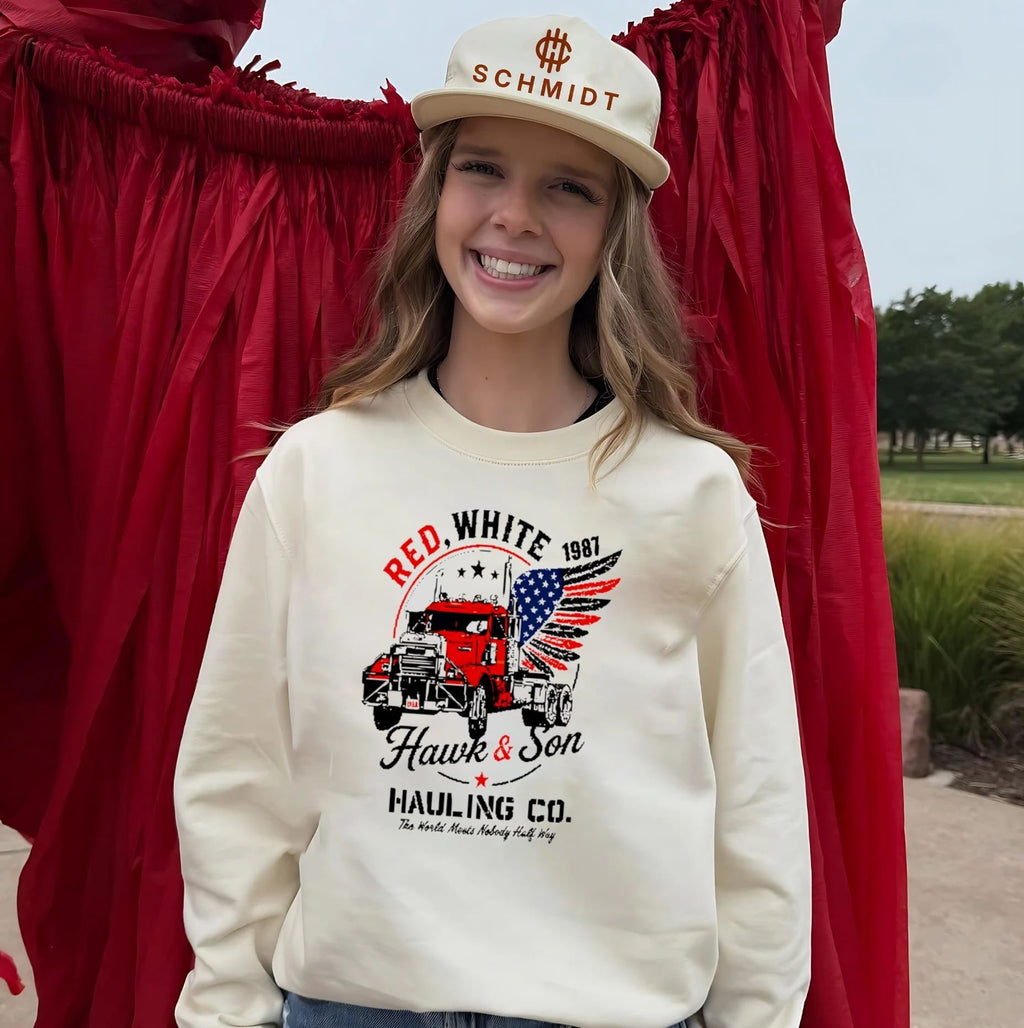 Hawk And Son Hauling Co Red White Truck Driver Patriotic Big Rig Trucker shirt