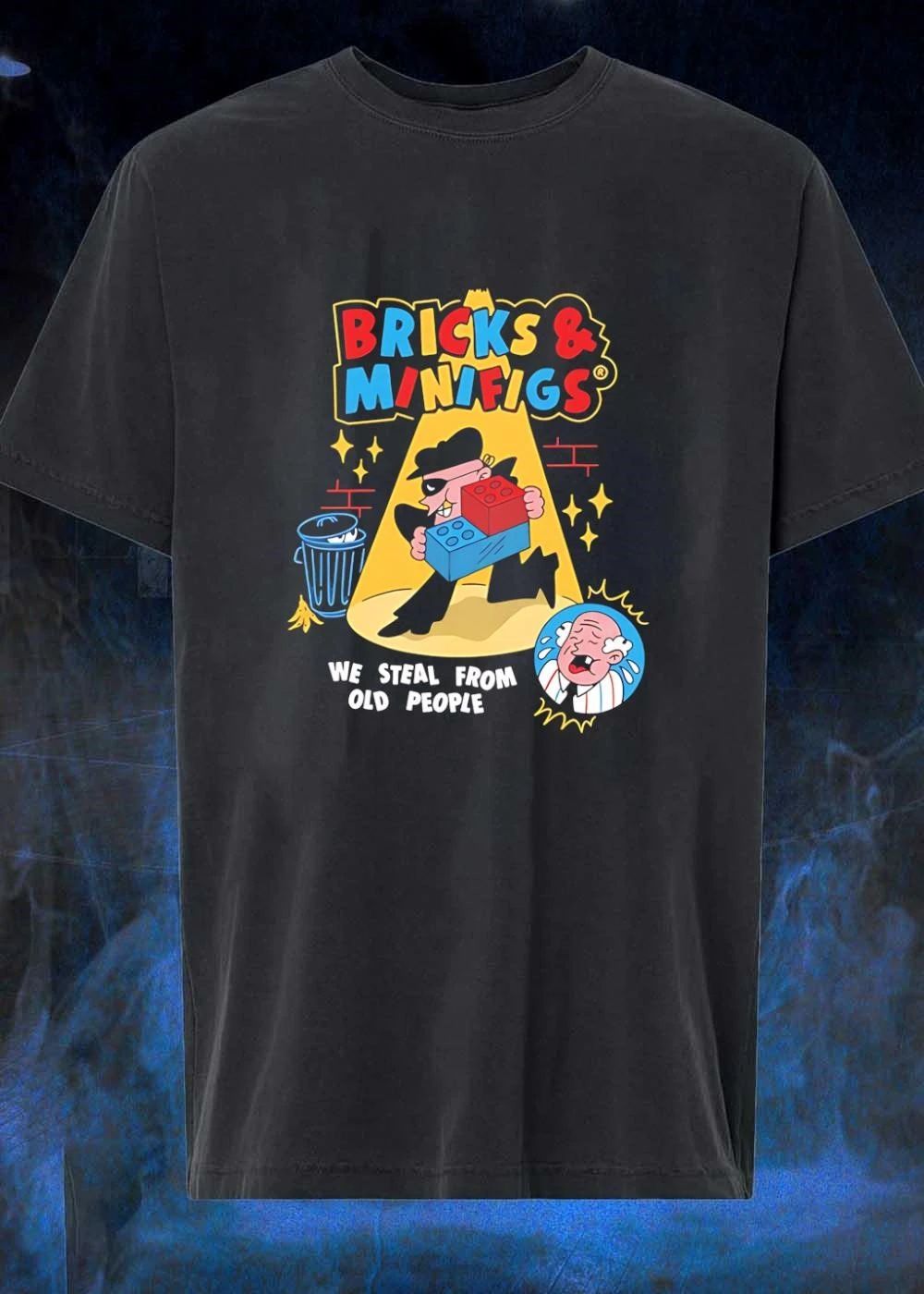 Bricks and Minifigs Thief Stealing Blocks We Steal from Old People T-Shirt
