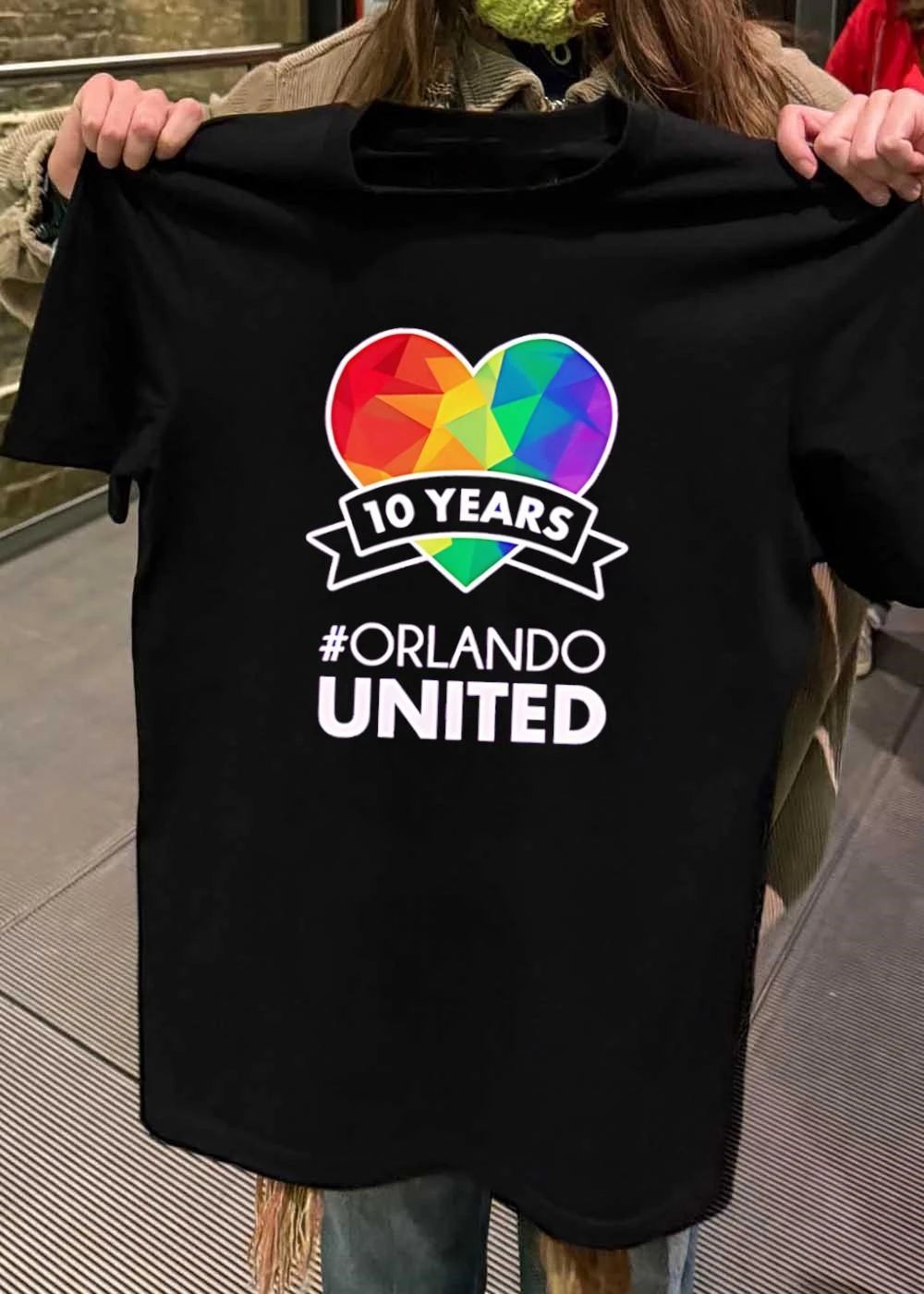Orlando United 10 Years Rainbow Pride Heart Ribbon T-Shirt