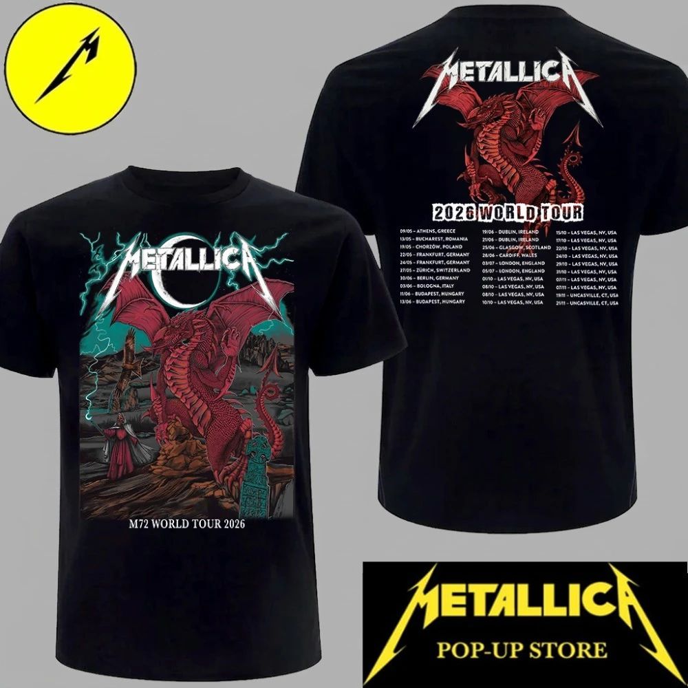 Metallica Cardiff 2026 Red Dragon Limited Edition Two Sides Tee