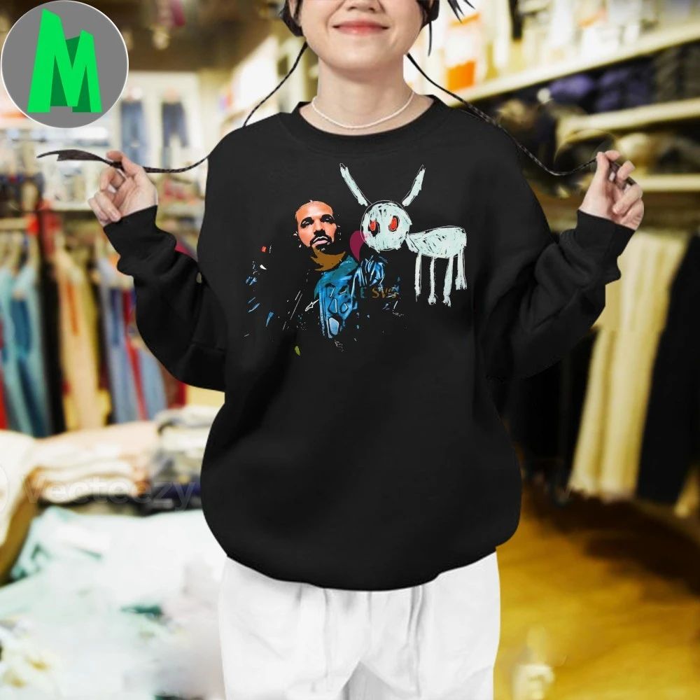 Drake Vintage Leather Jacket Bunny Sketch Shirt