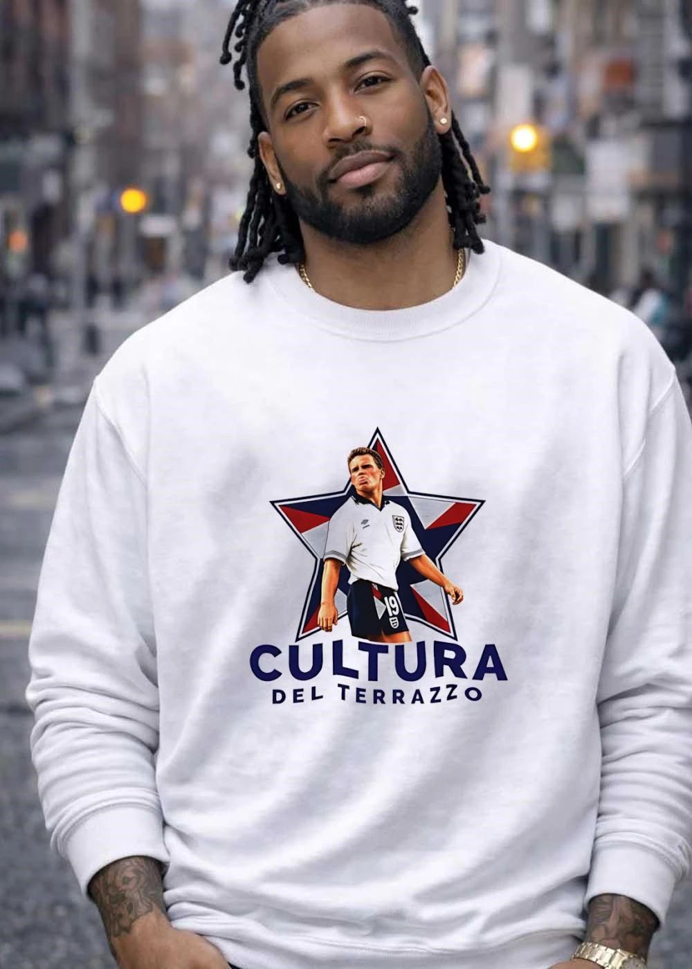 Paul Gascoigne Tongue Out Cultura del Terrazzo England Shirt