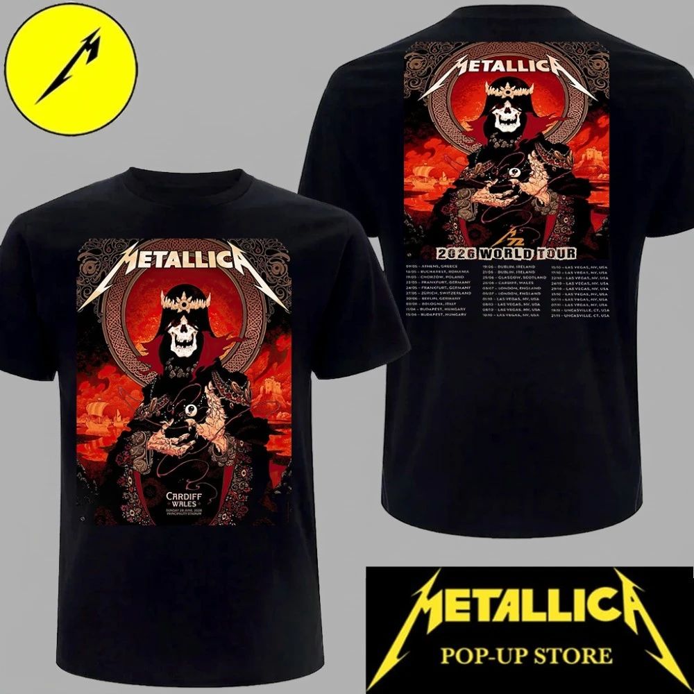 Metallica Wales 2026 Concert Celtic Skull King Graphic T-Shirt
