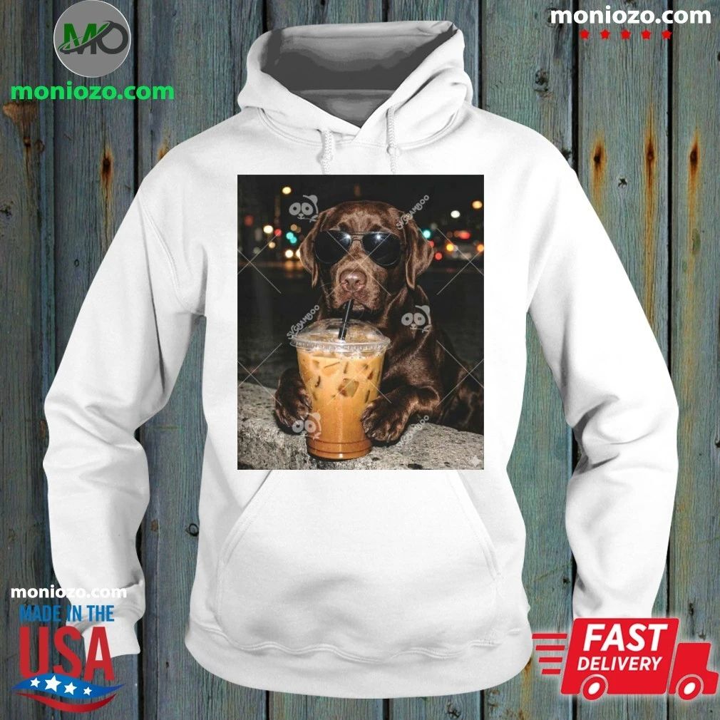 Original Labrador Retriever Drinking iced Coffee Cute Retriever Dog Sunglasses Shirt