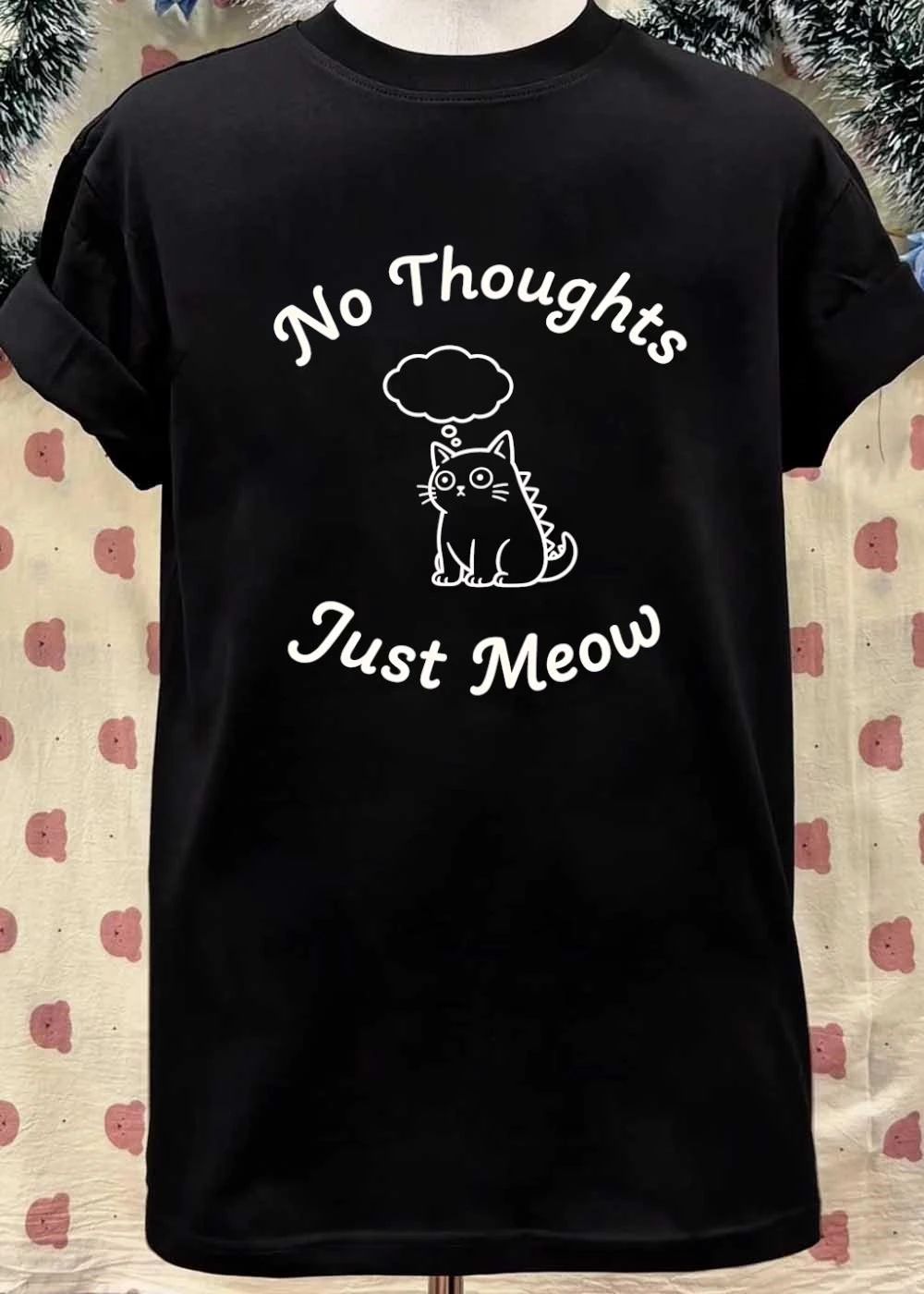 No Thoughts Just Meow Thought Bubble Stegosaurus Cat shirt