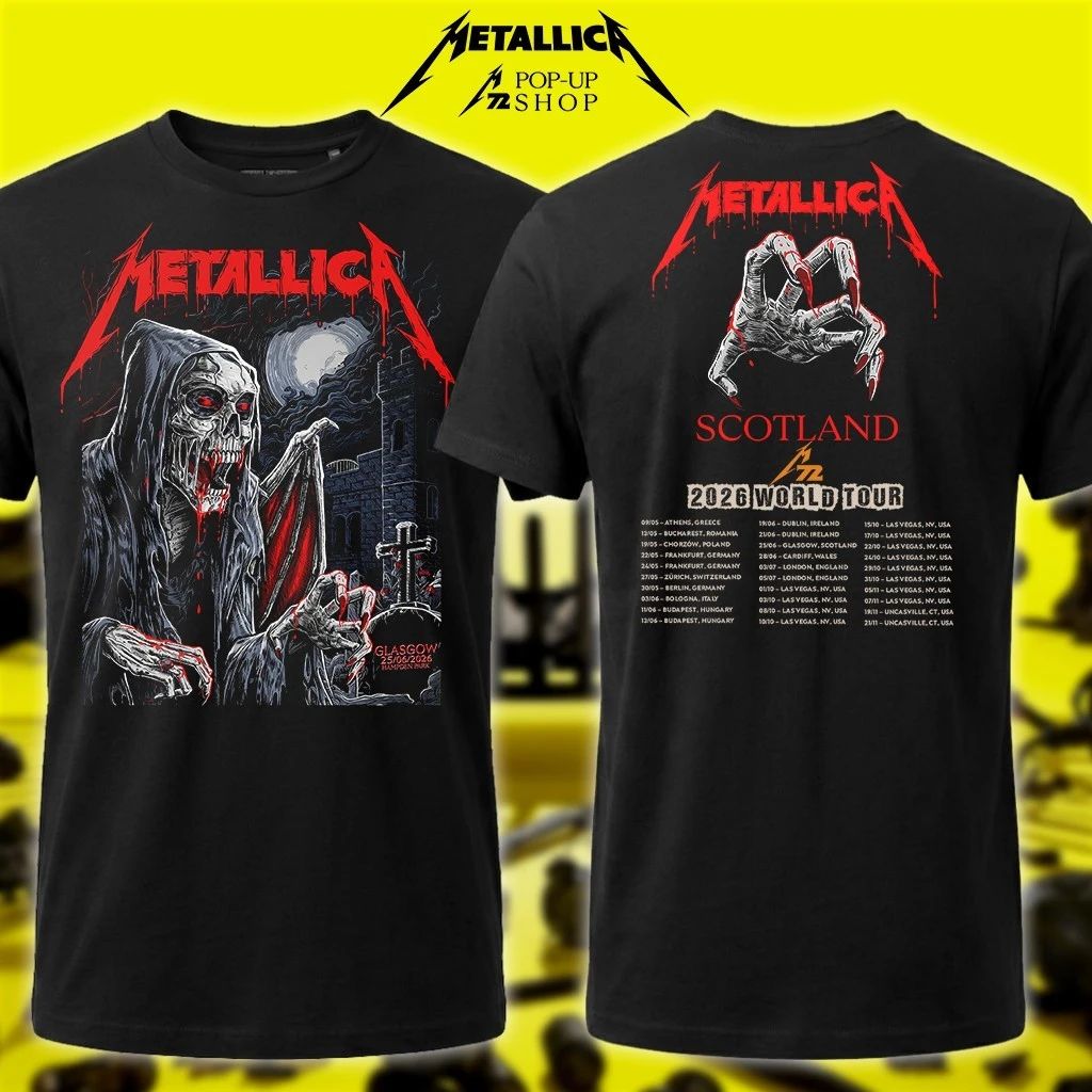 Metallica Pop-Up Shop Glasgow Shirt – US & Europe Cities List Concert Schedule 2026 – Armstrong Art