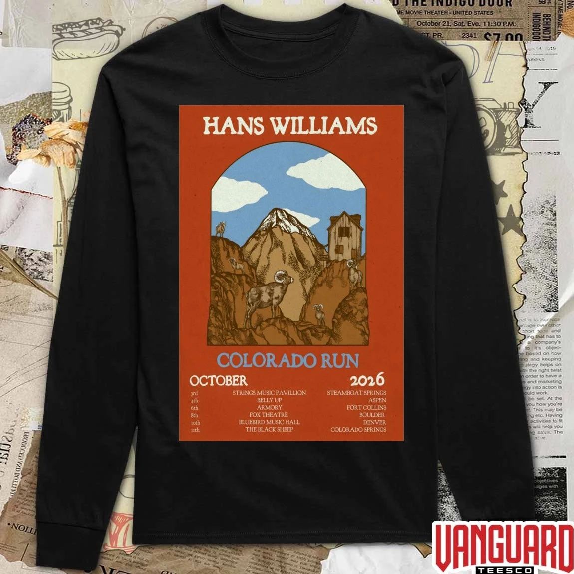 Hans Williams Pop-Up Shop Poster Tour Colorado Run October 2026 t-shirt