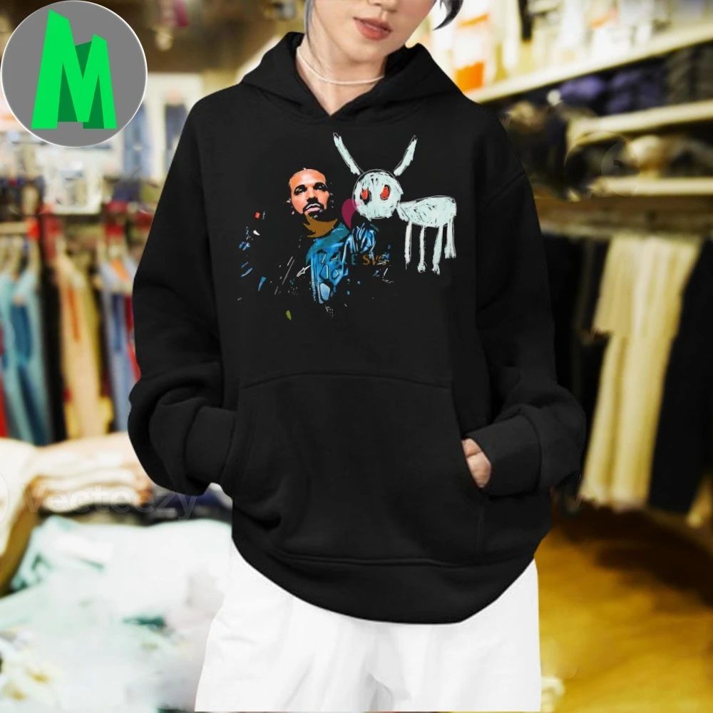 Drake Vintage Leather Jacket Bunny Sketch Shirt