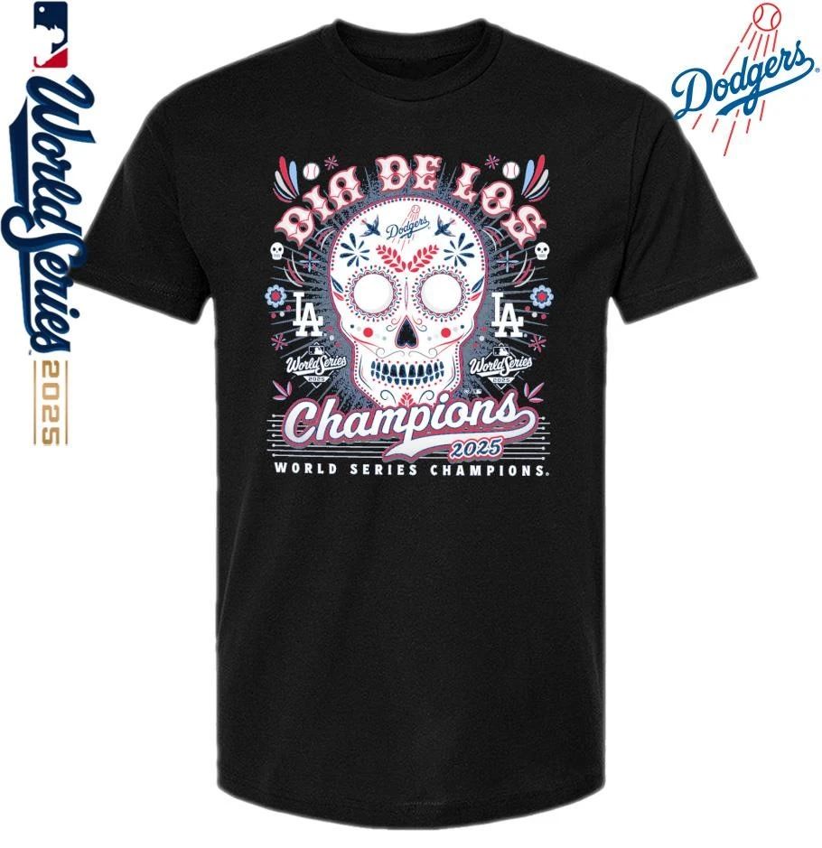 Los Angeles Dodgers ’47 2025 World Series Champions Dia De Los Champions Franklin T-Shirt