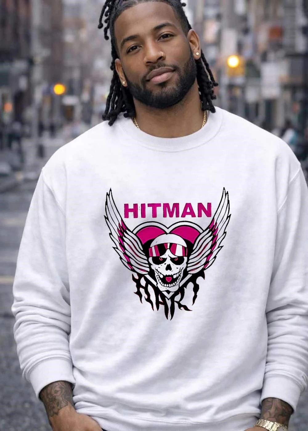 Hitman Hart Pink Winged Heart Skull shirt