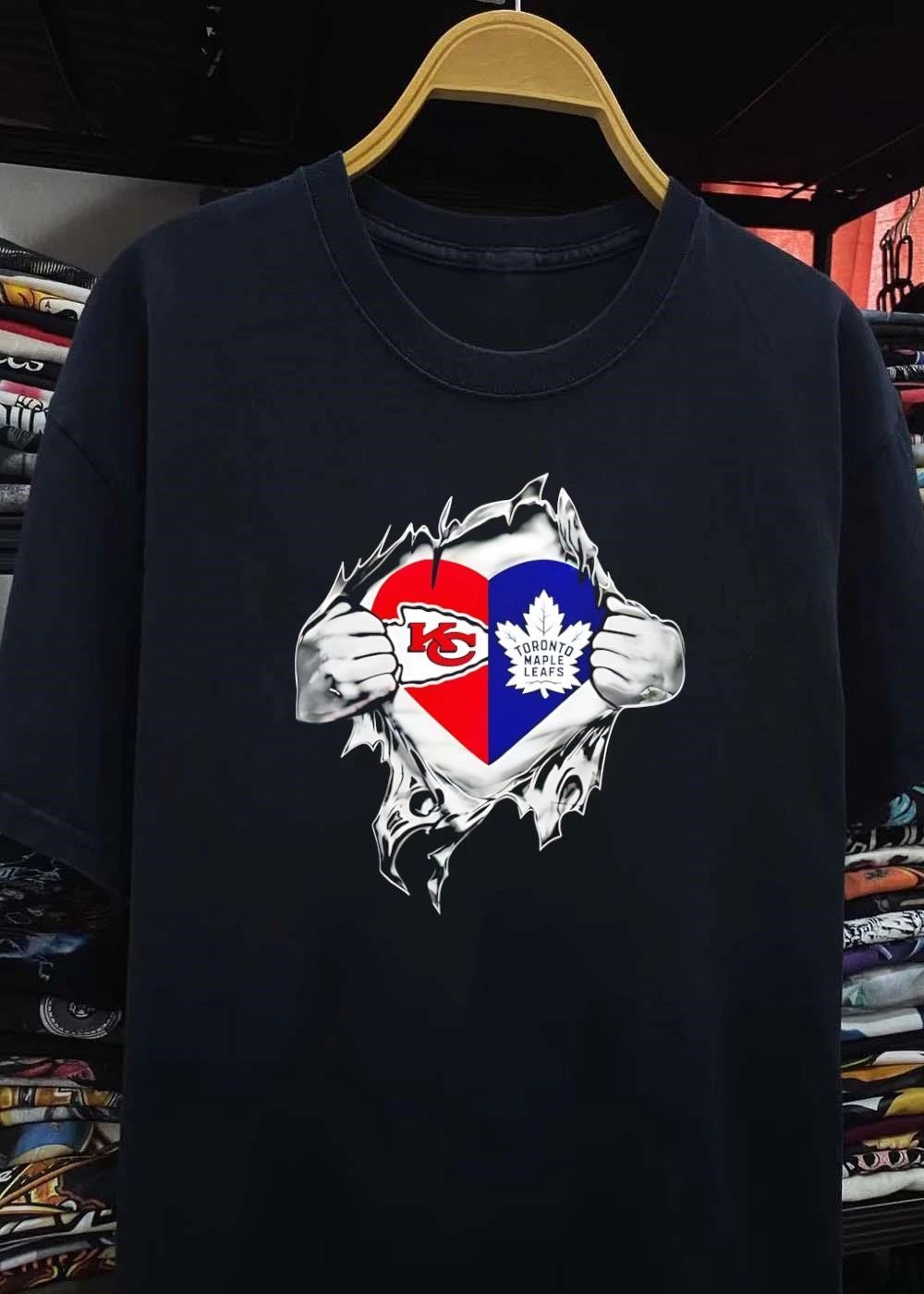 Torn Skin Effect Heart KC and Toronto Maple Leafs Fan Shirt