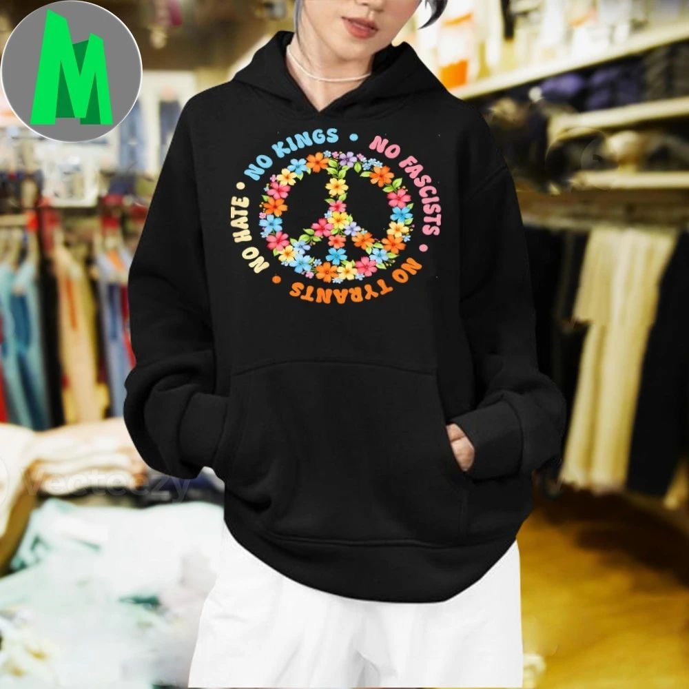 No Tyrants No Kings Floral Peace Sign Political Protest Shirt