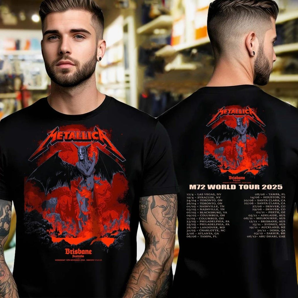 Metallica’s M72 World Tour 2025 will arrive in Brisbane, Australia, on November 12, 2025 Two Sided Shirt