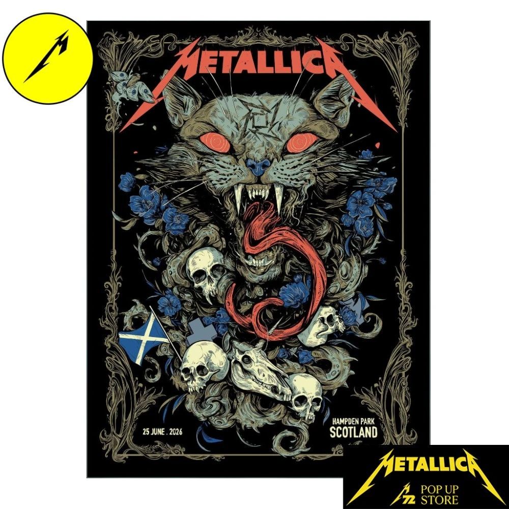 Metallica Glasgow 2026 Poster – Hampden Park June 25 – Official Pop-Up Store Edition by WolfSkullJack