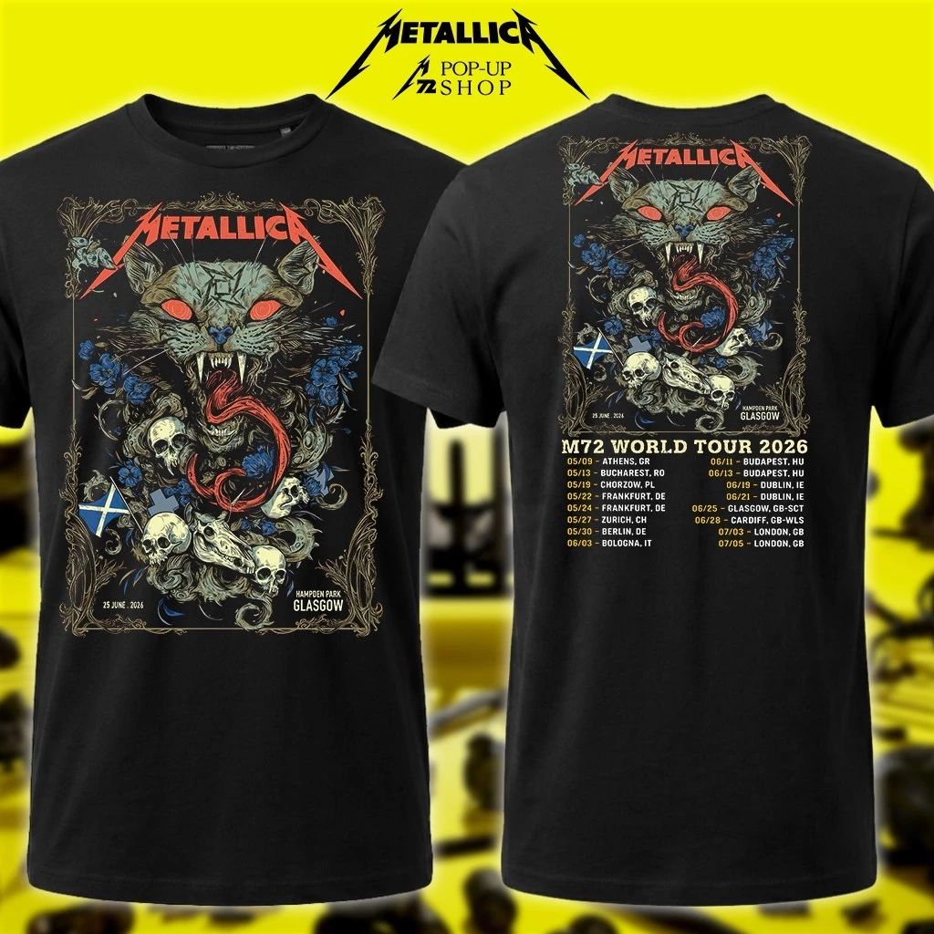 Metallica Scotland Pop-Up Shirt – Hampden Park 25th June 2026 M72 Europe Wolf Skull Jack