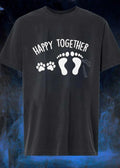 Family and Pets Happy Together Paw Prints and Baby Feet T-Shirt