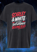Scarlet and White Saturdays Belong to Us Football Fan T-Shirt