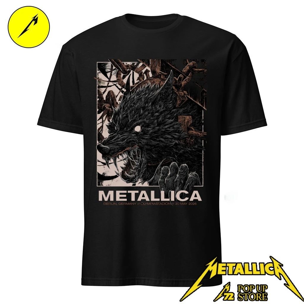 Metallica M72 Berlin 2026 Wolf T-Shirt – May 30, 2026 at Olympiastadion, Germany – Artwork by Collin Estrada