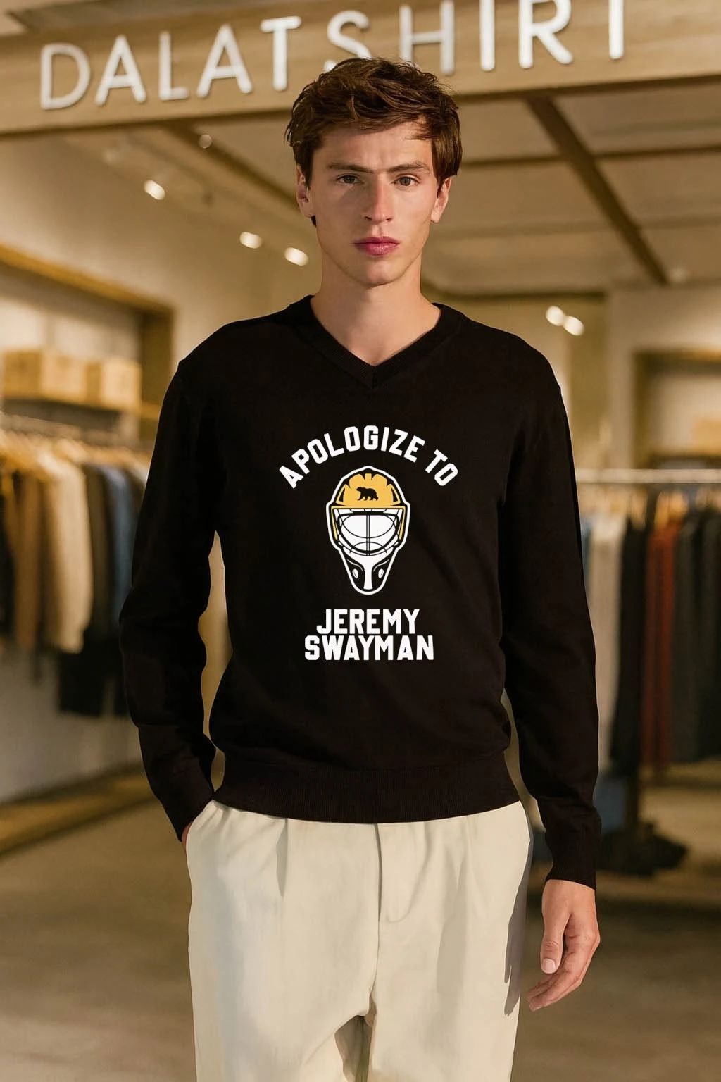 Apologize To Jeremy Swayman Boston Hockey Goal Mask shirt