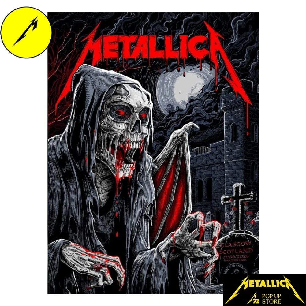 Metallica Glasgow 2026 Poster – M72 World Tour Hampden Park Limited Edition – Art By Landon Armstrong Poster