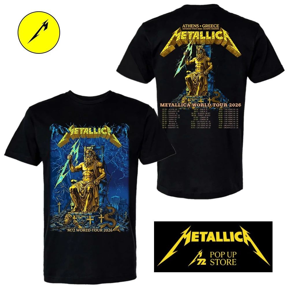 Metallica Athens Zeus T-Shirt May 9 At Olympic Stadium Athens, Greece M72 World Tour 2026