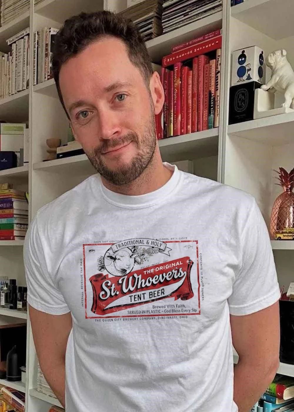 St. Whoever’s Tent Beer Label Vintage Sheep Shirt