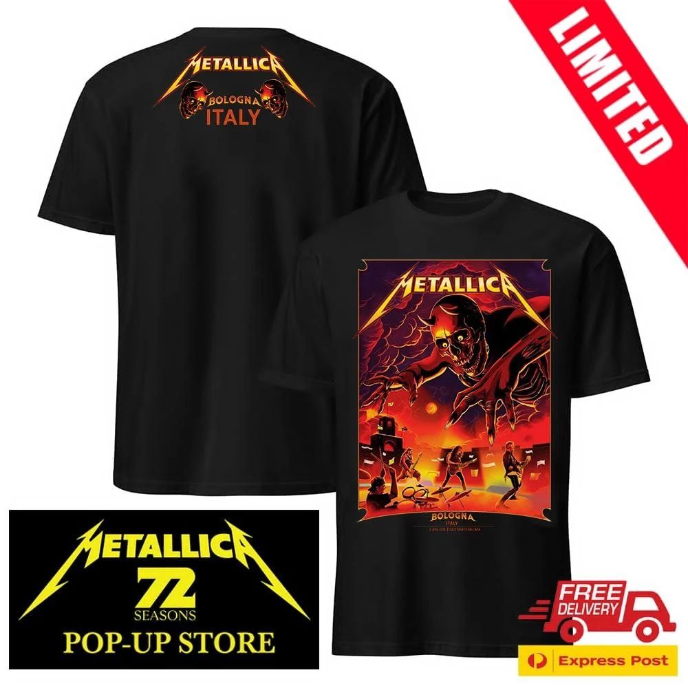 Metallica Tour 2026 Bologna Italy Two Sided Shirt