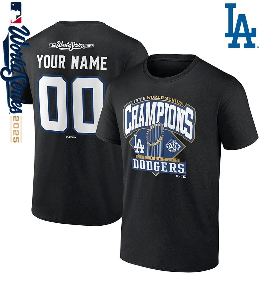 Los Angeles Dodgers 2025 World Series Champions Custom Name & Number T-Shirt