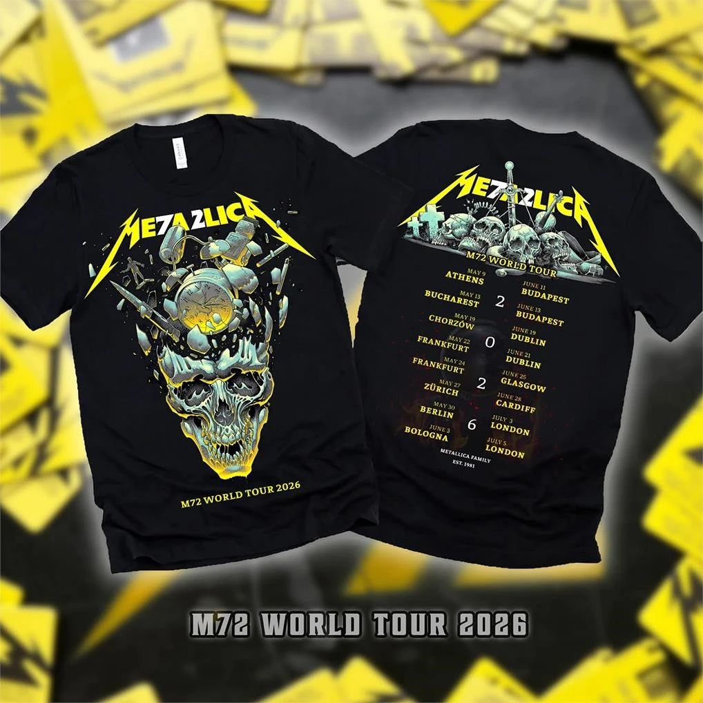 Metallica M72 Europe 2026 Pop-Up Shop Shattered Skull Tour Dated Two Sided T-Shirt