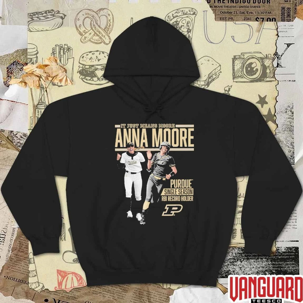 Anna Moore It Just Means Moore Purdue Boilermakers Single Season RBI Record Holder t-shirt
