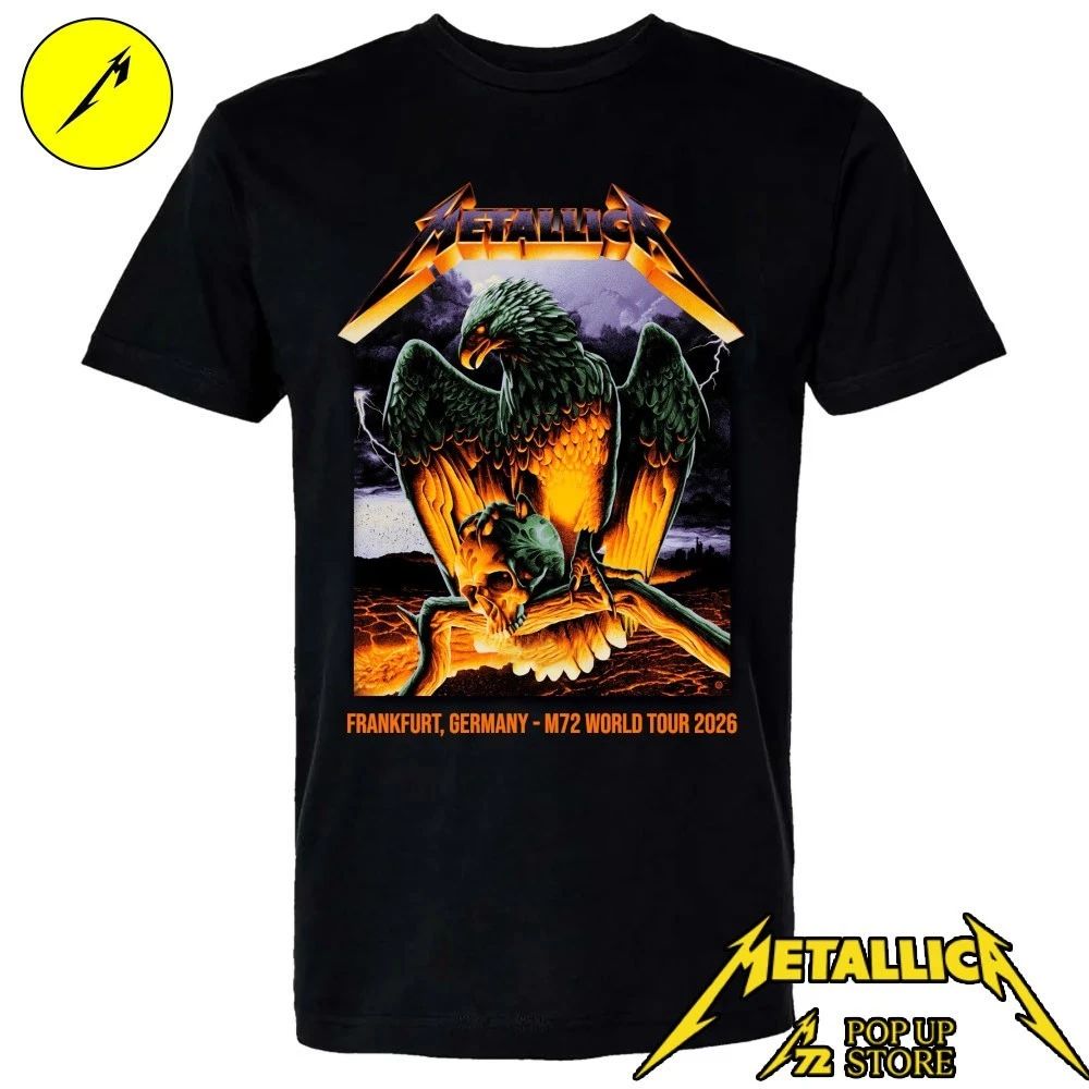 Metallica M72 Frankfurt Eagle Skull T-Shirt – May 24 2026 Deutsche Bank Park Germany – By Max Loeffler