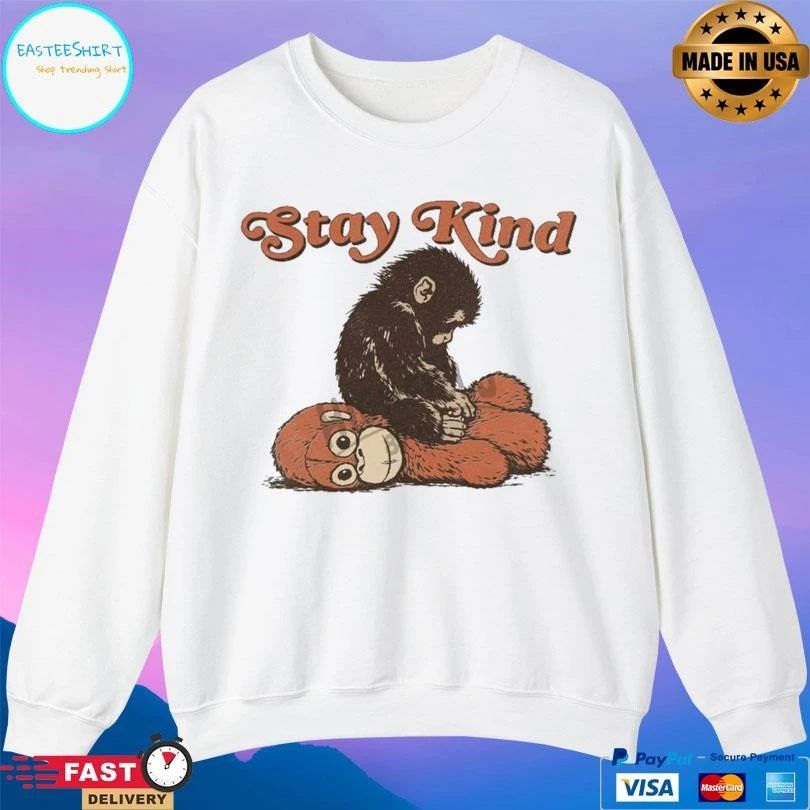Stay Kind Punch Baby Monkey Emotional Plush Toy Viral Emotional T-shirts