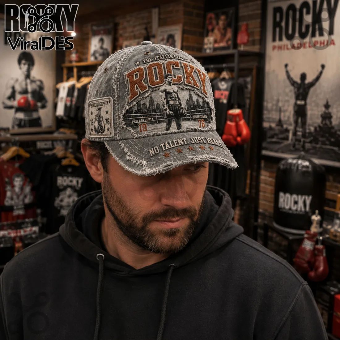 Rocky Balboa The Italian Stallion Distressed Baseball Cap