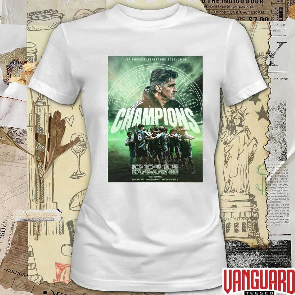Panathinaikos U17 Greek Super League Championship 2025 – 2026 Season Poster t-shirt