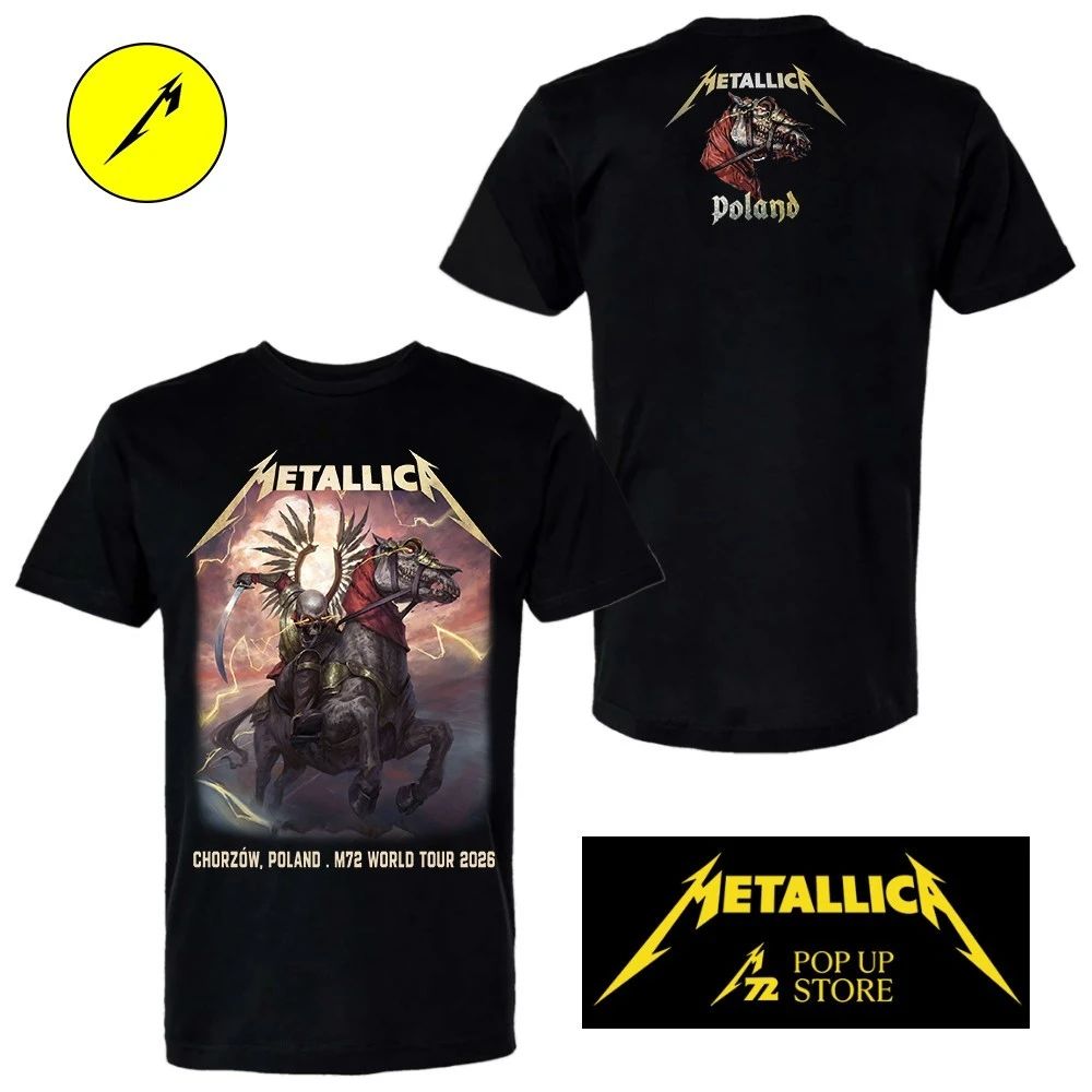 Metallica M72 Chorzów Pop Up Poster At Stadion Slaski Chorzów Poland On May 19 2026 M72 World Tour 2026 Two Sided Shirt
