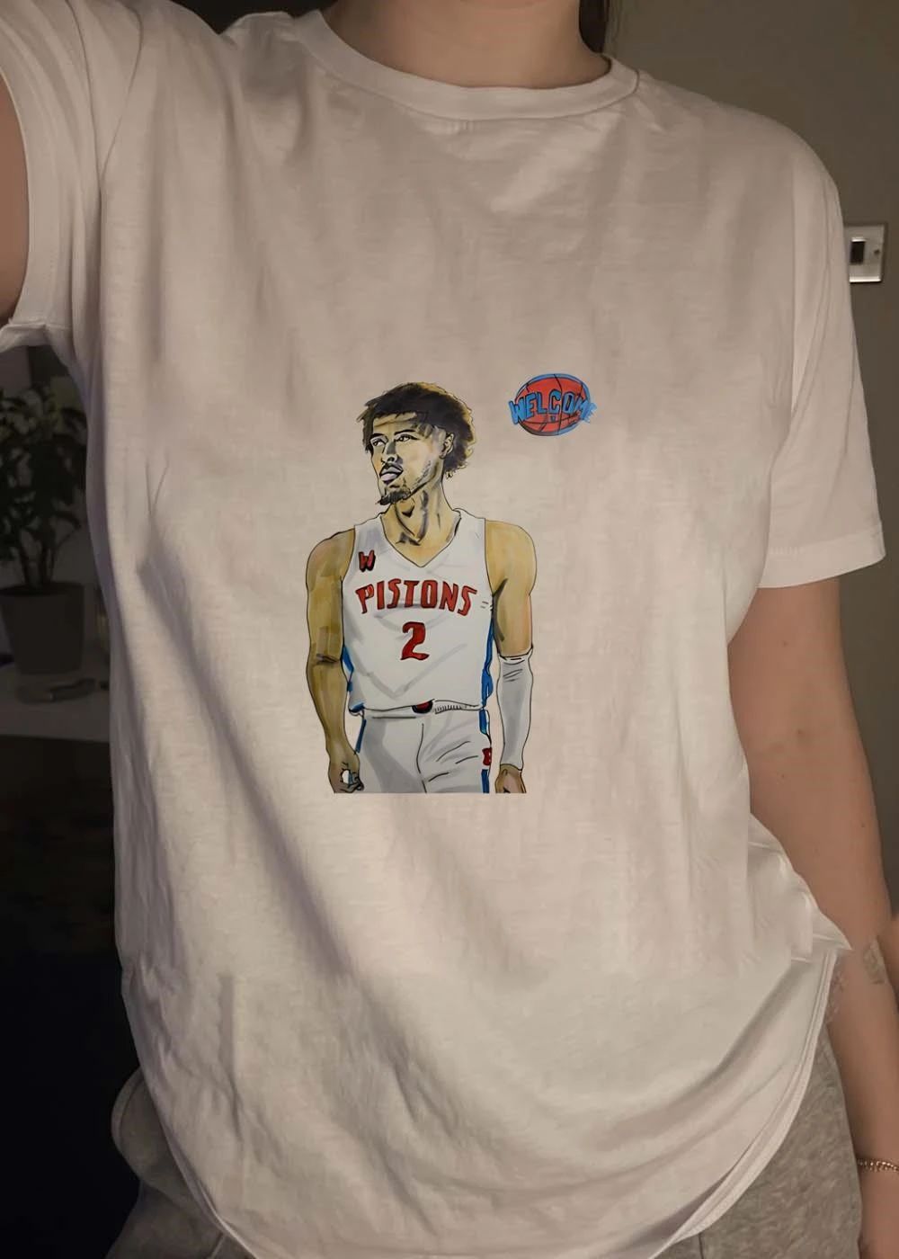 Hand-Drawn Cade Cunningham Portrait Welcome Detroit Pistons T-Shirt