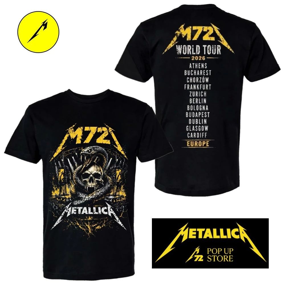 Metallica M72 World Tour 2026 Venue Tee In Europe Unisex T Shirt Two Sided